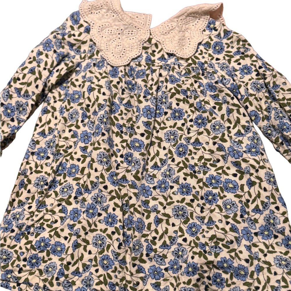 Zara Baby Floral Dress Lace Collar Cotton 18–24 Months